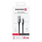 DATOVÝ KABEL SWISSTEN TEXTILE II USB / LIGHTNING 1,5 M ČERNÝ