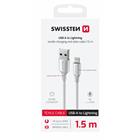 DATOVÝ KABEL SWISSTEN TEXTILE II USB / LIGHTNING 1,5 M BÍLÝ