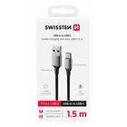 DATOVÝ KABEL SWISSTEN TEXTILE II USB / USB-C 1,5 M ČERNÝ