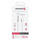 AUDIO ADAPTÉR SWISSTEN TEXTILE LIGHTNING (samec) / 3,5 mm JACK (samec) 1,5 M BÍLÝ