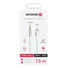 AUDIO ADAPTÉR SWISSTEN TEXTILE USB-C (samec) / 3,5 mm JACK (samec) 1,5M BÍLÝ