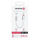 AUDIO ADAPTÉR SWISSTEN TEXTILE USB-C (samec) / 3,5mm AUX 0,15 M BÍLÝ (nahrazuje 73501302)