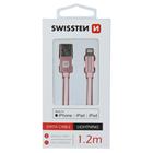 DATOVÝ KABEL SWISSTEN TEXTILE USB / LIGHTNING MFi 1,2 M RŮŽOVO/ZLATÝ