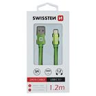 DATOVÝ KABEL SWISSTEN TEXTILE USB / USB-C 1,2 M ZELENÝ