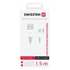 DATOVÝ KABEL SWISSTEN USB / USB-C BÍLÝ 1,5 M (9mm)