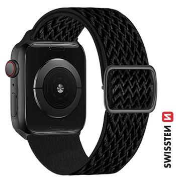 SWISSTEN ŘEMÍNEK PRO APPLE WATCH NYLONOVÝ 38 / 40 / 41 mm ČERNÝ (se sponou)