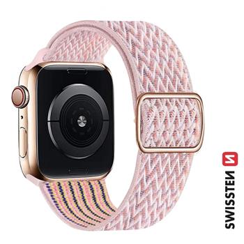 SWISSTEN ŘEMÍNEK PRO APPLE WATCH NYLONOVÝ 38 / 40 / 41 mm RŮŽOVÝ (se sponou)