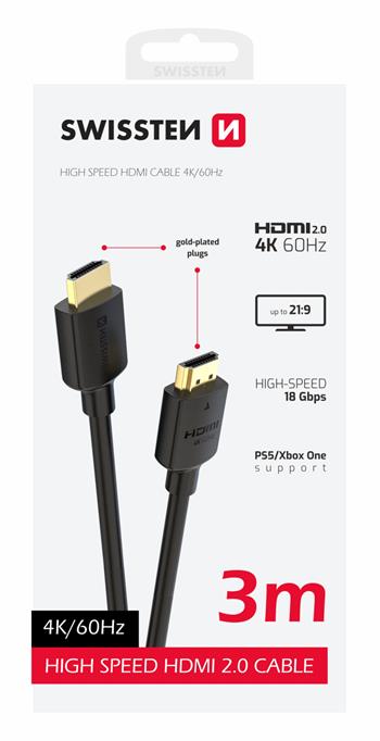 SWISSTEN KABEL HDMI NA HDMI 4K 60Hz 3,0 M PVC