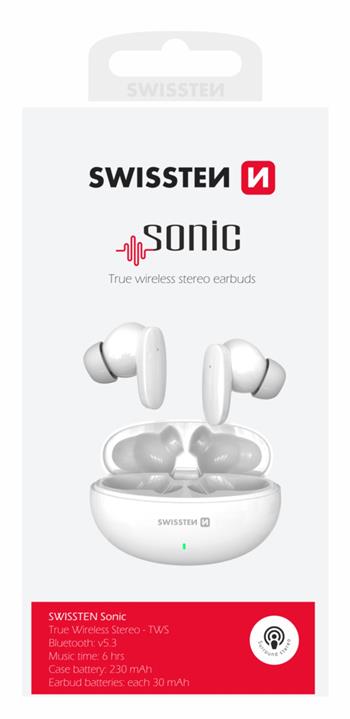 BLUETOOTH TWS SLUCHÁTKA SWISSTEN SONIC BÍLÁ