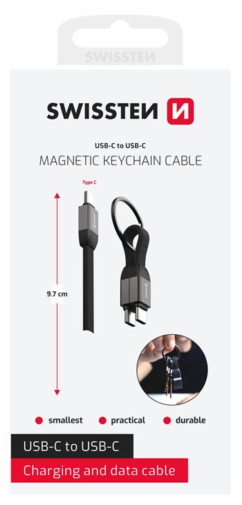 SWISSTEN MAGNETICKÝ KEYCHAIN KABEL USB-C / USB-C 9,7 CM