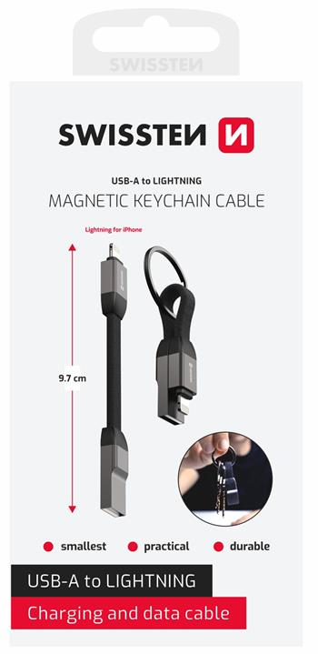 SWISSTEN MAGNETICKÝ KEYCHAIN KABEL USB-A / LIGHTNING 9,7 CM