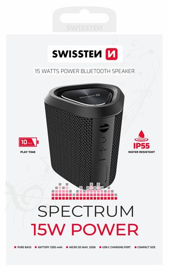 BLUETOOTH REPRODUKTOR SWISSTEN SPECTRUM 15 W ČERNÝ