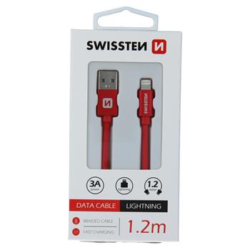 DATOVÝ KABEL SWISSTEN TEXTILE USB / LIGHTNING 1,2 M ČERVENÝ