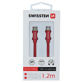 DATOVÝ KABEL SWISSTEN TEXTILE USB-C / LIGHTNING 1,2 M ČERVENÝ