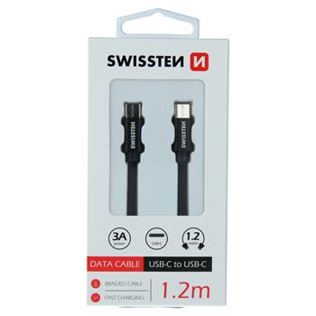 DATOVÝ KABEL SWISSTEN TEXTILE USB-C / USB-C 1,2 M ČERNÝ