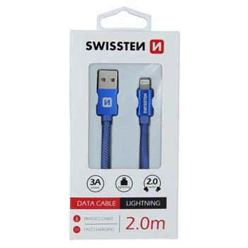 DATOVÝ KABEL SWISSTEN TEXTILE USB / LIGHTNING 2,0 M MODRÝ