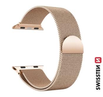 SWISSTEN ŘEMÍNEK PRO APPLE WATCH MILÁNSKÝ TAH 42 / 44 / 45 / 49 mm ZLATÝ