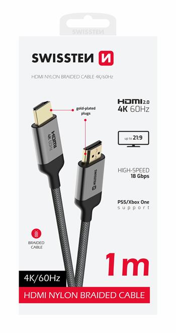 SWISSTEN KABEL HDMI NA HDMI 4K 60Hz 1,0 M