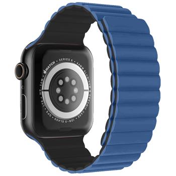 SWISSTEN ŘEMÍNEK PRO APPLE WATCH SILIKONOVÝ - MAGNETIC 42 / 44 / 45 / 49 mm MODRO/ČERNÝ