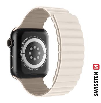 SWISSTEN ŘEMÍNEK PRO APPLE WATCH SILIKONOVÝ - MAGNETIC 38 / 40 / 41 mm BÍLÁ / CAPPUCCINO