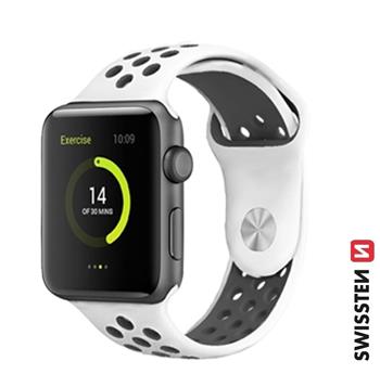 SWISSTEN ŘEMÍNEK PRO APPLE WATCH SILIKONOVÝ - SPORT 38 / 40 / 41 mm PLATINOVO/ČERNÝ