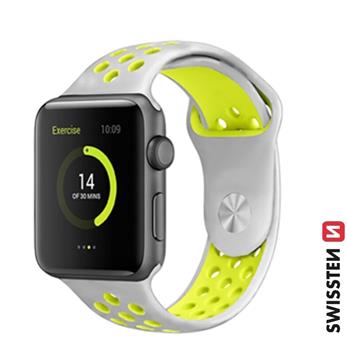 SWISSTEN ŘEMÍNEK PRO APPLE WATCH SILIKONOVÝ - SPORT 38 / 40 / 41 mm STŘÍBRNO/ŽLUTÝ